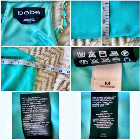 bebe Aqua Blue Sleeveless Midi Belted Dress M - Picture 6 of 7